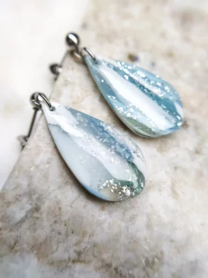 Błękitne wiszące krople kolczyki sztyfty