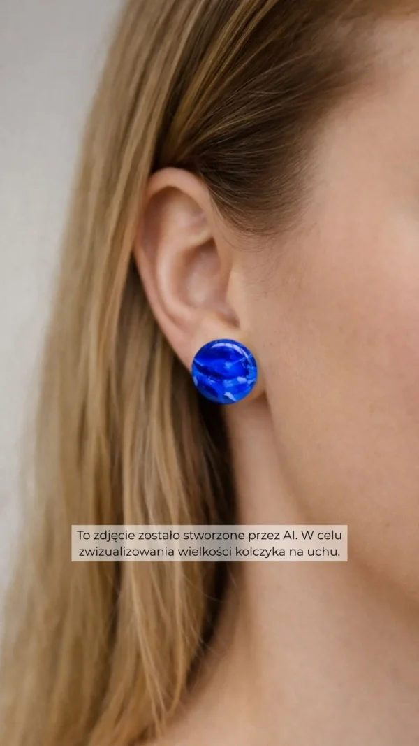 Szafirowe okrągłe kolczyki sztyfty