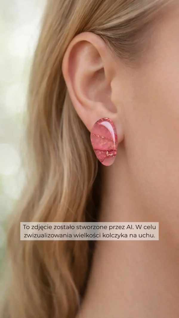 Różowo złote owalne kolczyki sztyfty