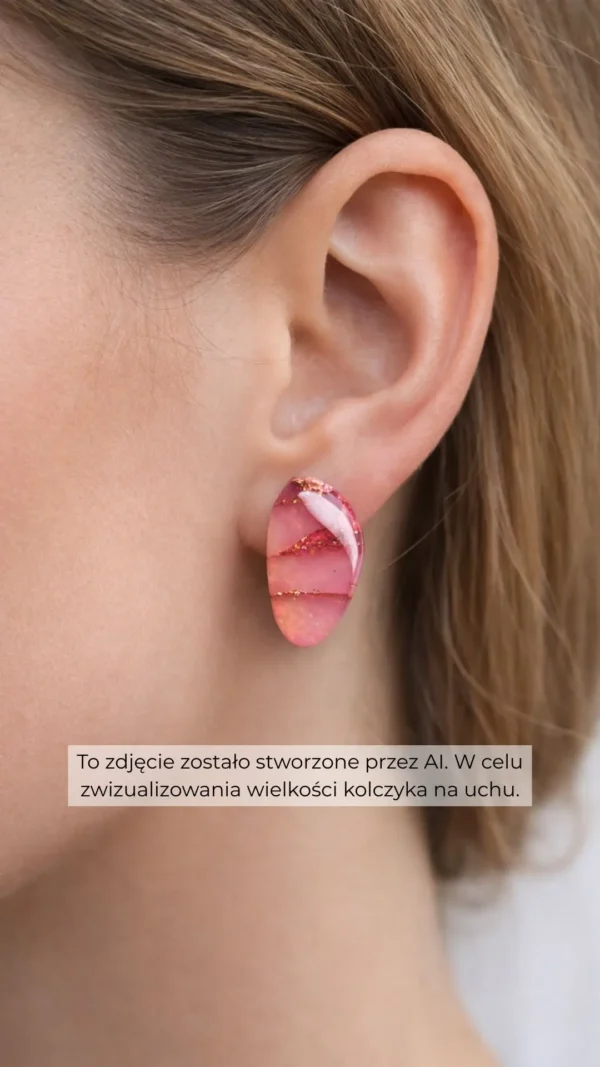 Różowo złote owalne kolczyki sztyfty