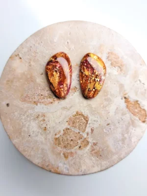 PSX_20241014_154403 Owalne burgundowo złote kolczyki sztyfty