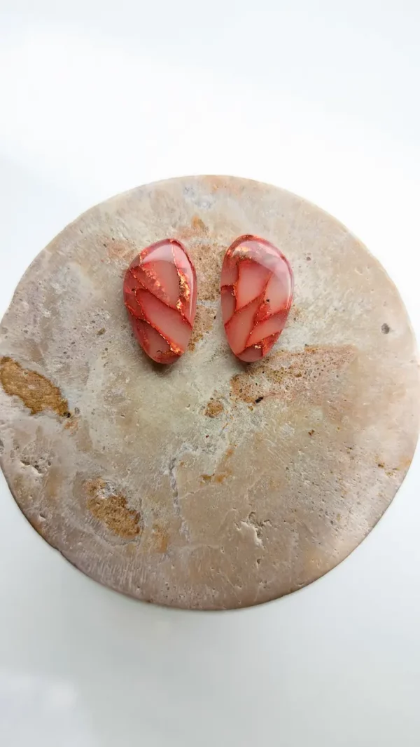 PSX_20241119_235629 Czerwono złote owalne kolczyki sztyfty