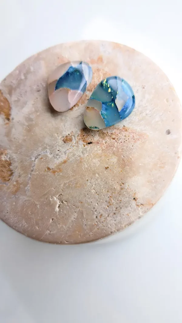 Turkusowo różowe kolczyki sztyfty