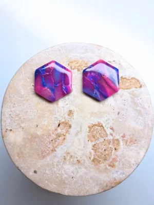 Dostępność (3) Galaktyczne sześciokątne kolczyki sztyfty