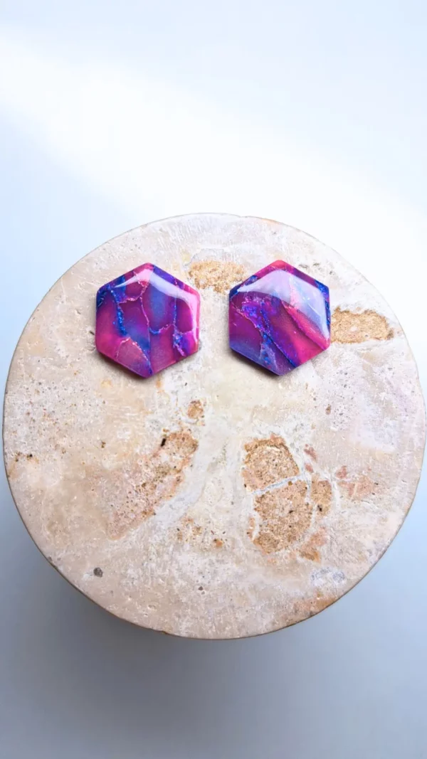 Dostępność (3) Galaktyczne sześciokątne kolczyki sztyfty