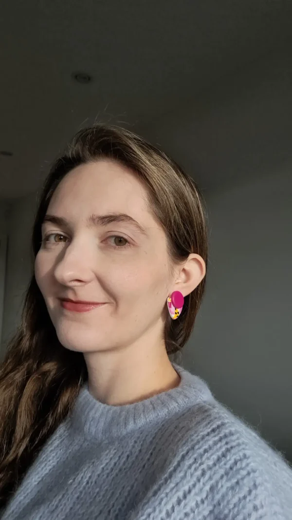 IMG_20251121_123200 Różowo biało żółte kolczyki sztyfty