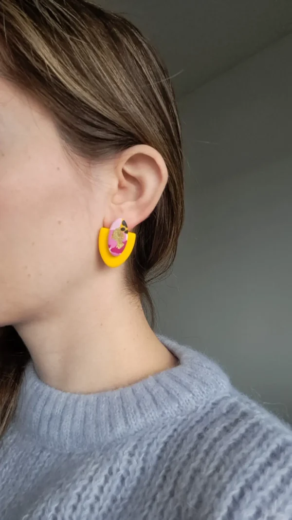 IMG_20251121_124233 Zółto różowe z dodatkiem złota kolczyki sztyfty