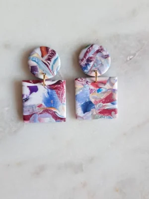 Kolorowe geometryczne kolczyki sztyfty