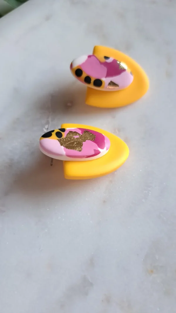 IMG_20251122_135618 Zółto różowe z dodatkiem złota kolczyki sztyfty