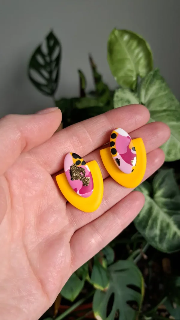 IMG_20251122_135645 Zółto różowe z dodatkiem złota kolczyki sztyfty