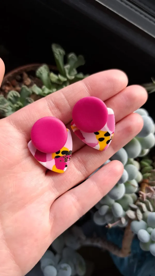 IMG_20251122_140729 Różowo biało żółte kolczyki sztyfty