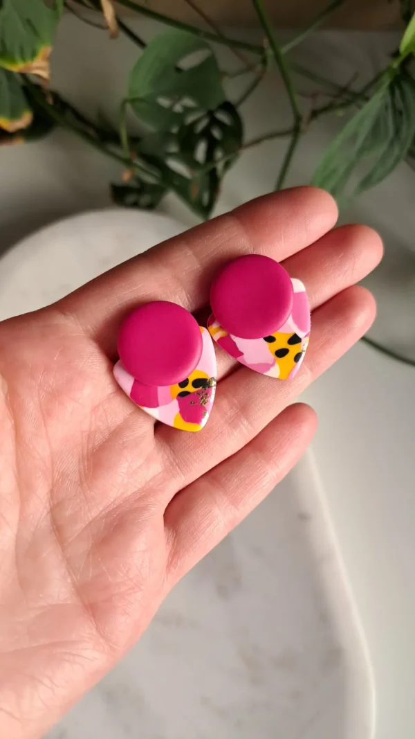 IMG_20251122_140740 Różowo biało żółte kolczyki sztyfty