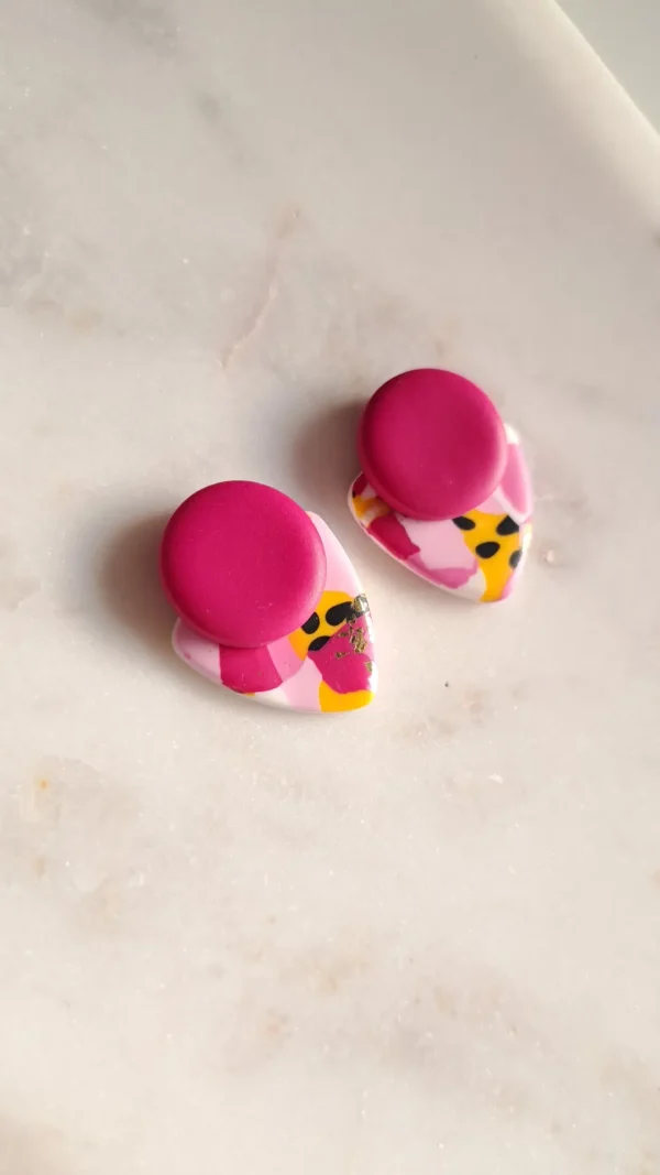 IMG_20251122_140841 Różowo biało żółte kolczyki sztyfty