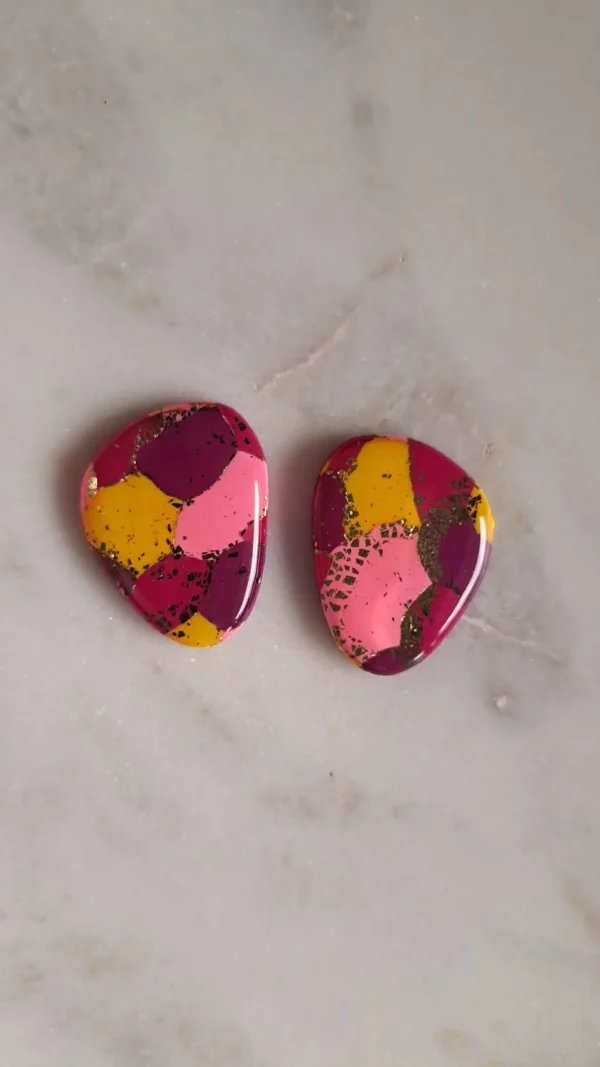 IMG_20251122_141514 Fioletowo różowo żółte kolczyki sztyfty