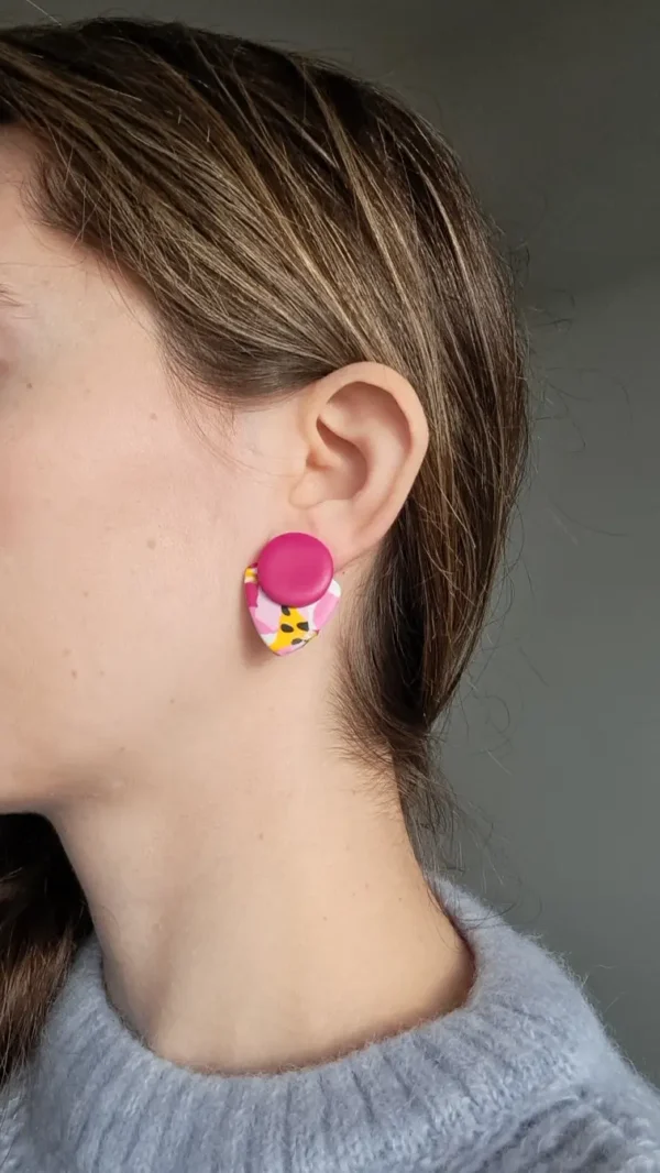 PSX_20251121_152652 Różowo biało żółte kolczyki sztyfty