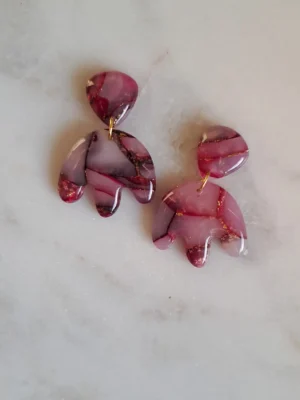 IMG_20251122_143209 Różowo fioletowe z dodatkiem złota kolczyki sztyfty